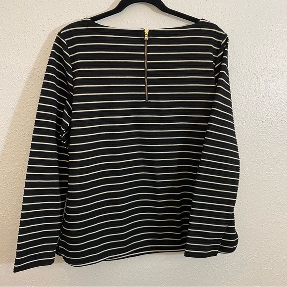 Talbots Women’s Black Blue White Striped Long Sleeve Sweater Blouse Size Large - Picture 2 of 3